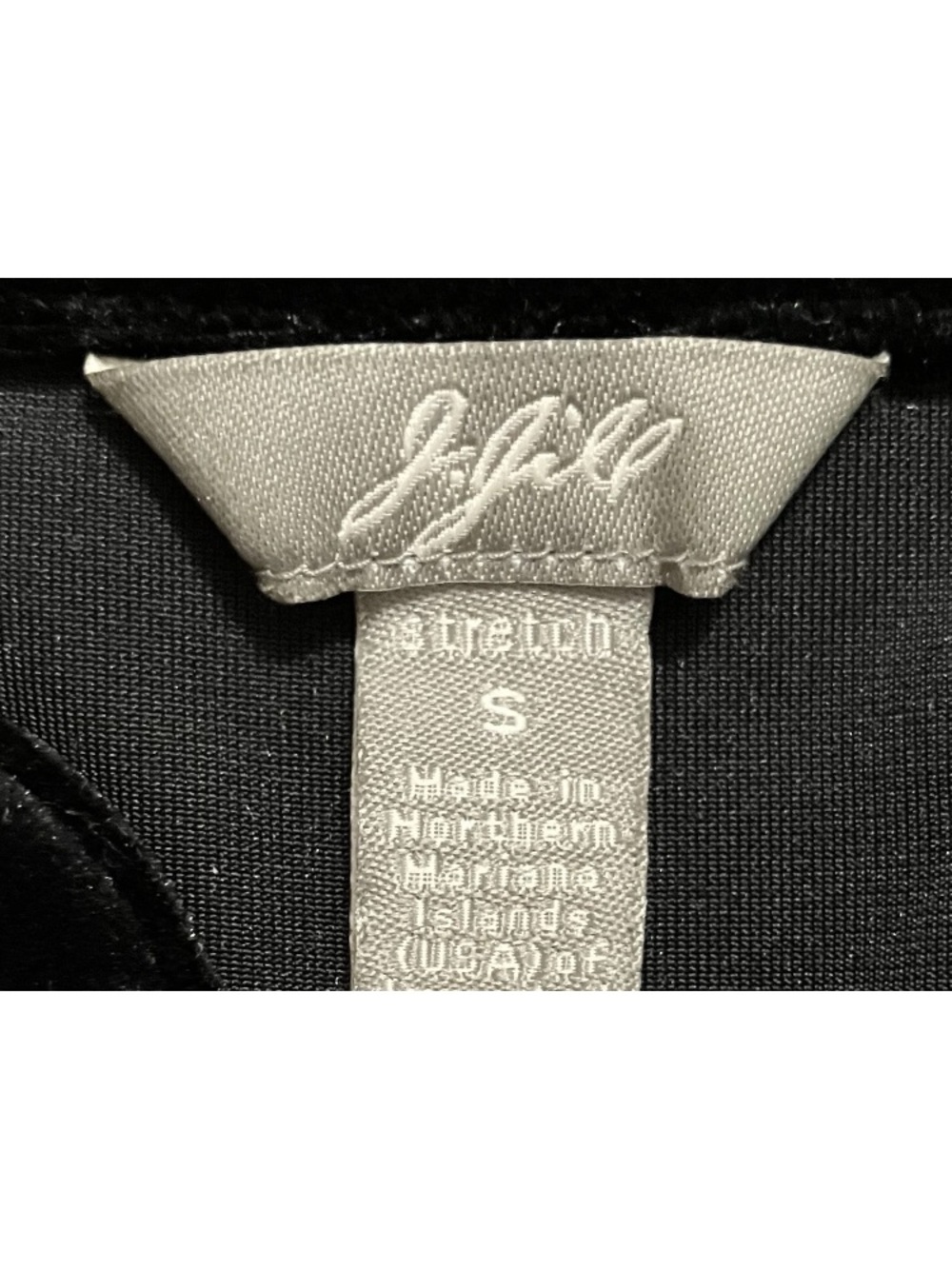 J. Jill Black Velvet Button-Front Top with Tonal Floral Embroidery - Picture 5 of 7